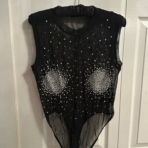 Size 3 by good American sleeveless sheer black crystal bodysuit brand new